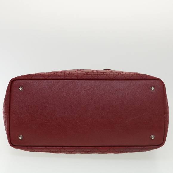 Christian Dior Lady Dior Canage Tote Bag Coated Canvas Red Auth bs4684 - Picture 5 of 16